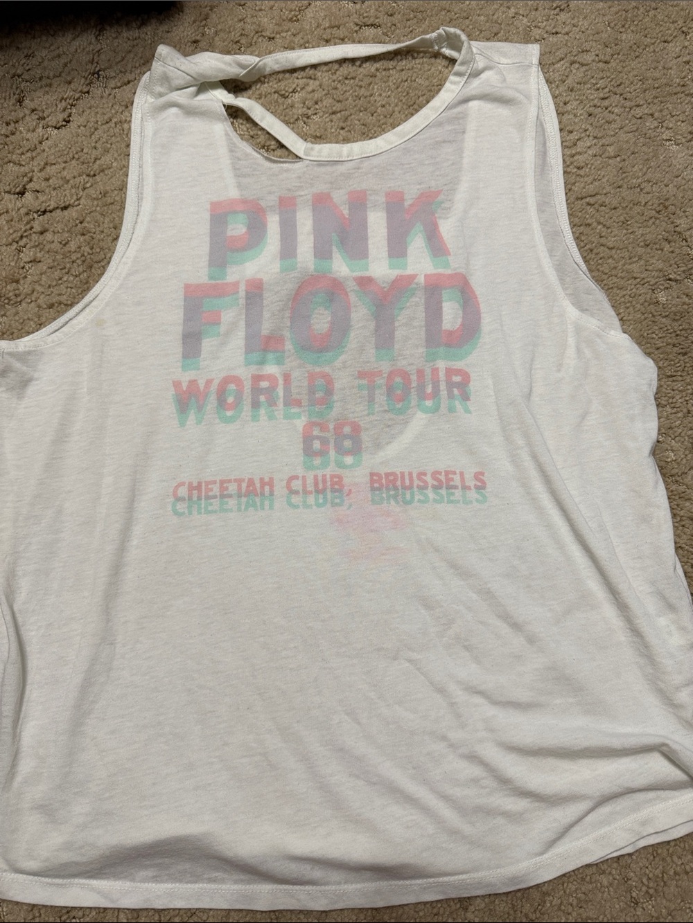 Lucky Brand White Pink Floyd Graphic Tank Top